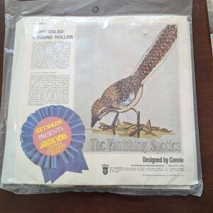 The Vanishing Species Bird Cross Stitch Panel - Brown & Blue